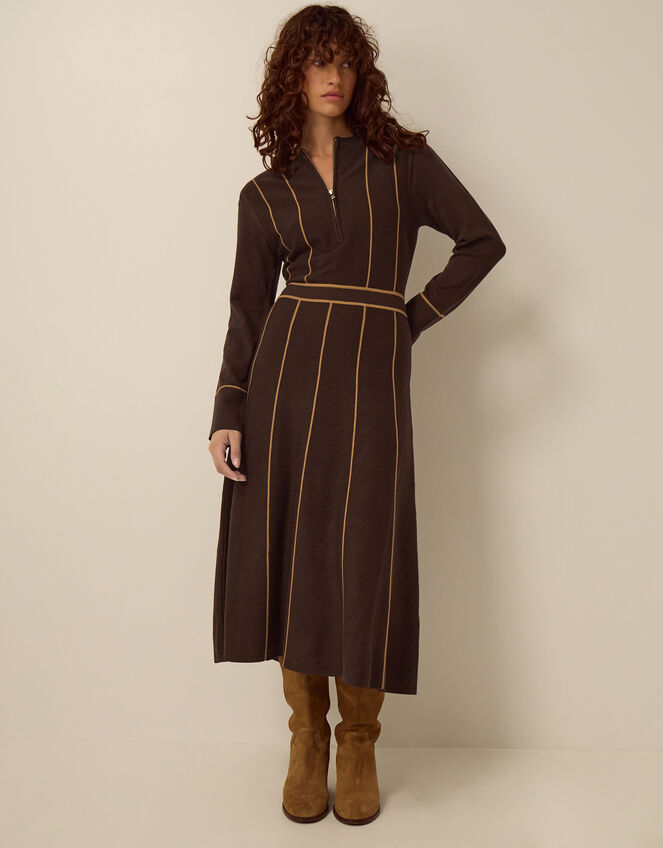 knitted midi dress uk Zola Stripe Knit Brown | Knit Dresses Jr. Dresses
