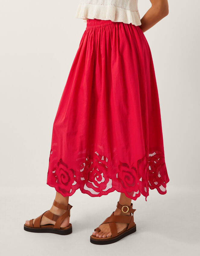Grace Cutwork Midi Skirt , Red (RED), large