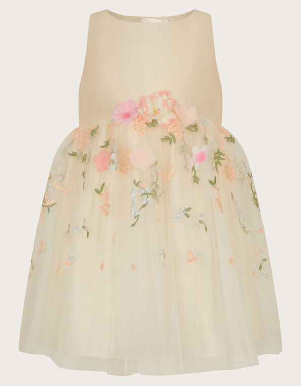 Baby Maggie 3D Floral Dress, Ivory (IVORY), large