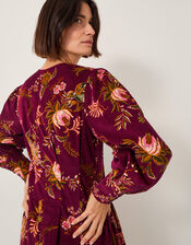 Yasmina Floral Fit & Flare Midi Dress, Red (CHERRY), large