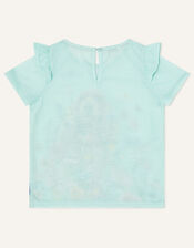 Dog Photo Floral T-Shirt, Blue (AQUA), large