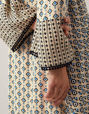 Jemmie Print Long Sleeve Midi Dress, Ivory (IVORY), large