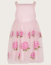 Harriet Hydrangea Embroidered Tulle Dress, Pink (PINK), large
