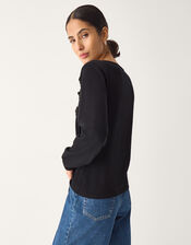 Sofia Asymmetrical Button Jumper, Black (BLACK), large