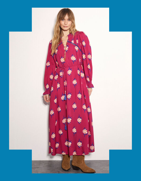 East Stine Floral Print Maxi Dress, Pink (PINK), large