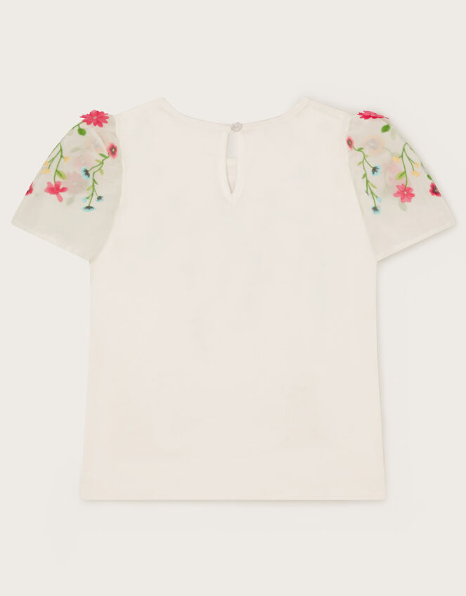 Floral Embroidered Top, White (WHITE), large