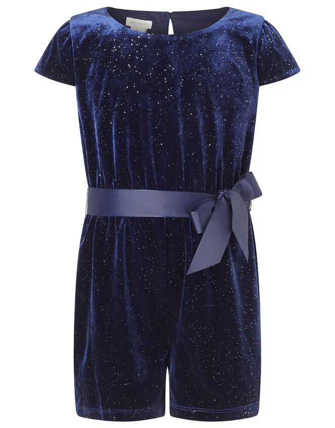 Shimmer Velvet Playsuit, Blue (NAVY), large