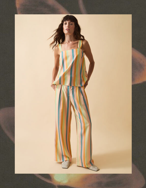 Clemence Elodie Stripe Wide Leg Trousers, Multi (MULTI), large