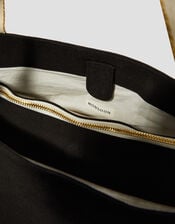 Nia Stripe Strap Tote Bag, Black (BLACK), large