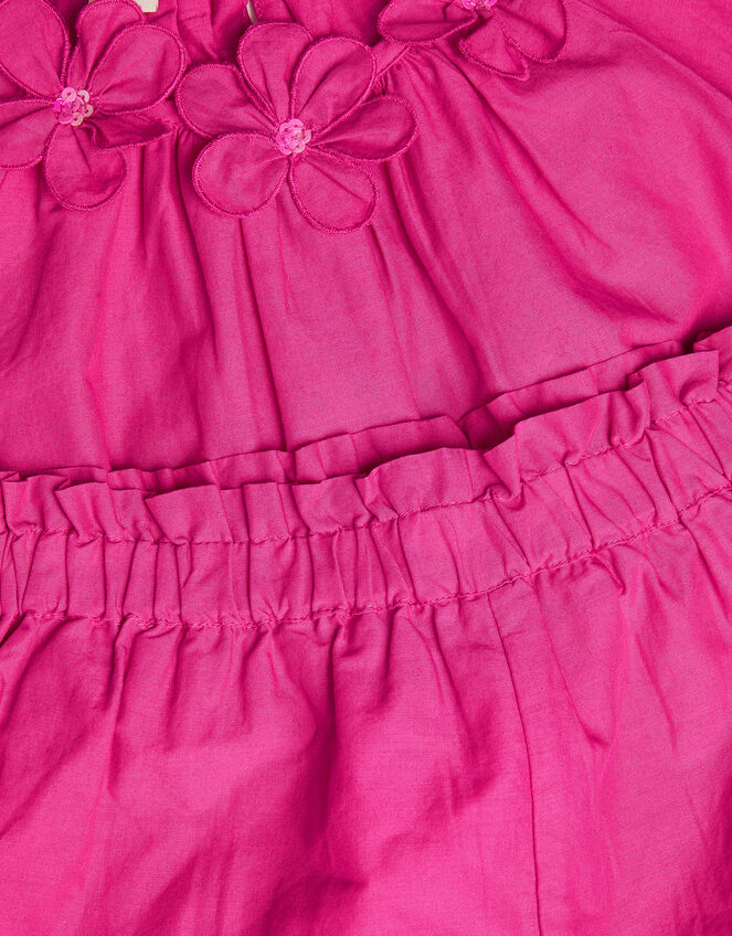 Embroidered Floral Top and Shorts Set, Pink (PINK), large