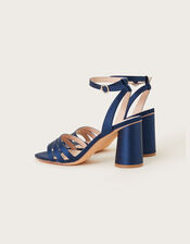 Trio Strap Block Heeled Sandals, Blue (NAVY), large
