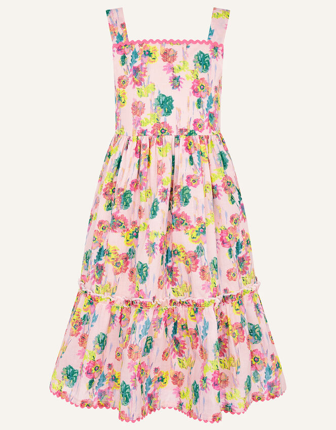 Painterly Floral Dress in Organic Cotton , Pink (PALE PINK), large