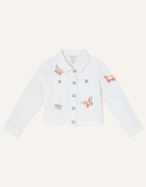 Butterfly Embroidery Jacket, White (WHITE), large