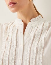 Chiara Frill Cotton Blouse, Ivory (IVORY), large