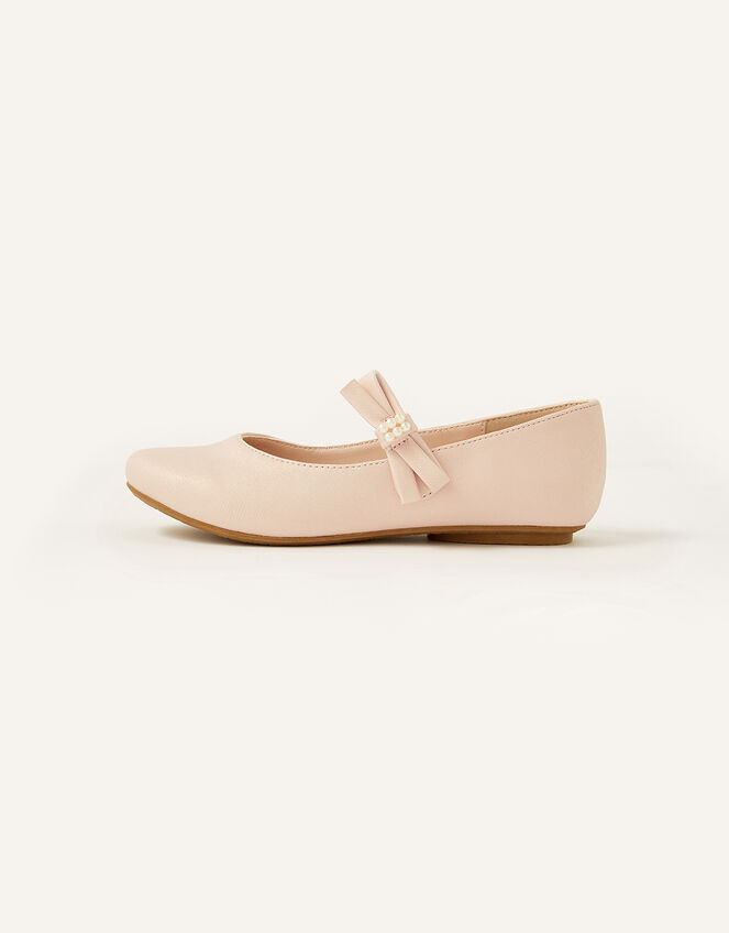 Shimmer Pearl Bow Ballerina Flats , Pink (PINK), large