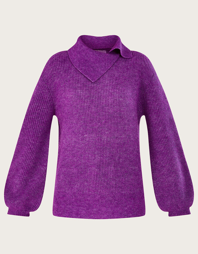 SuperSoft Rib Splice Neck Jumper with Recycled Polyester Purple