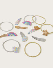Rainbow Unicorn Hair Bands and Clips Set, , large
