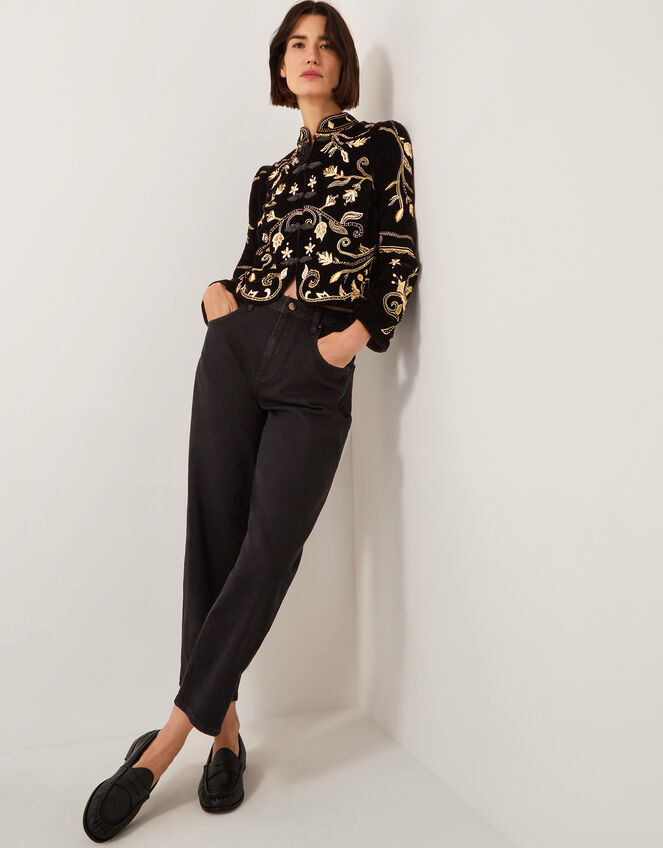 Farah Embroidered Velvet Jacket, Black (BLACK), large