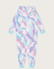Super-Soft Marble Unicorn Sleepsuit in Recycled Polyester, Blue (AQUA), large