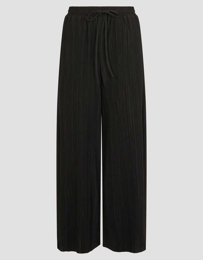 Paula Plisse Wide Leg Trousers, Black (BLACK), large