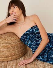 Animal Print Bandeau Dress, Blue (BLUE), large