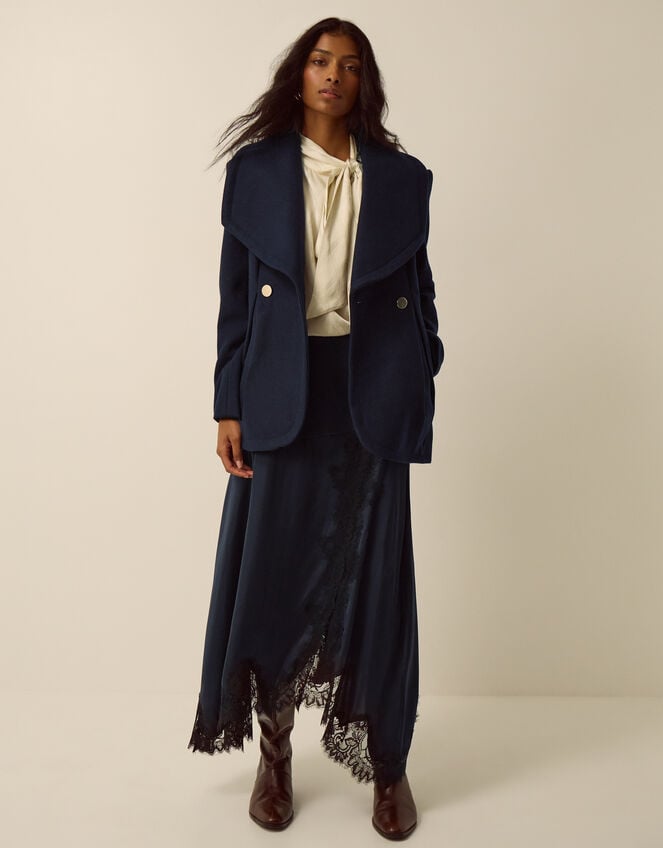 Estelle Collar Coat, Blue (NAVY), large