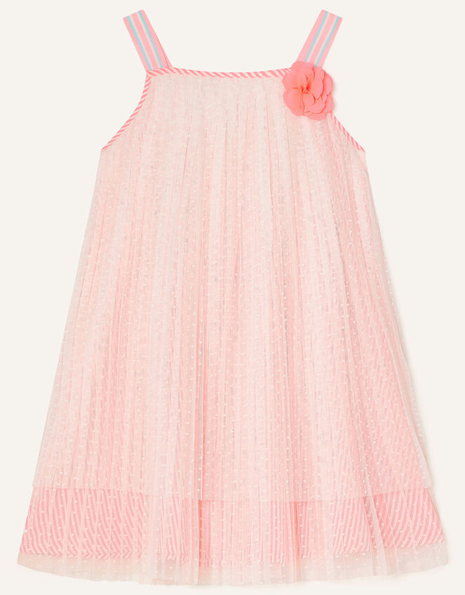 Spot Net Overlay Dress , White (WHITE), large