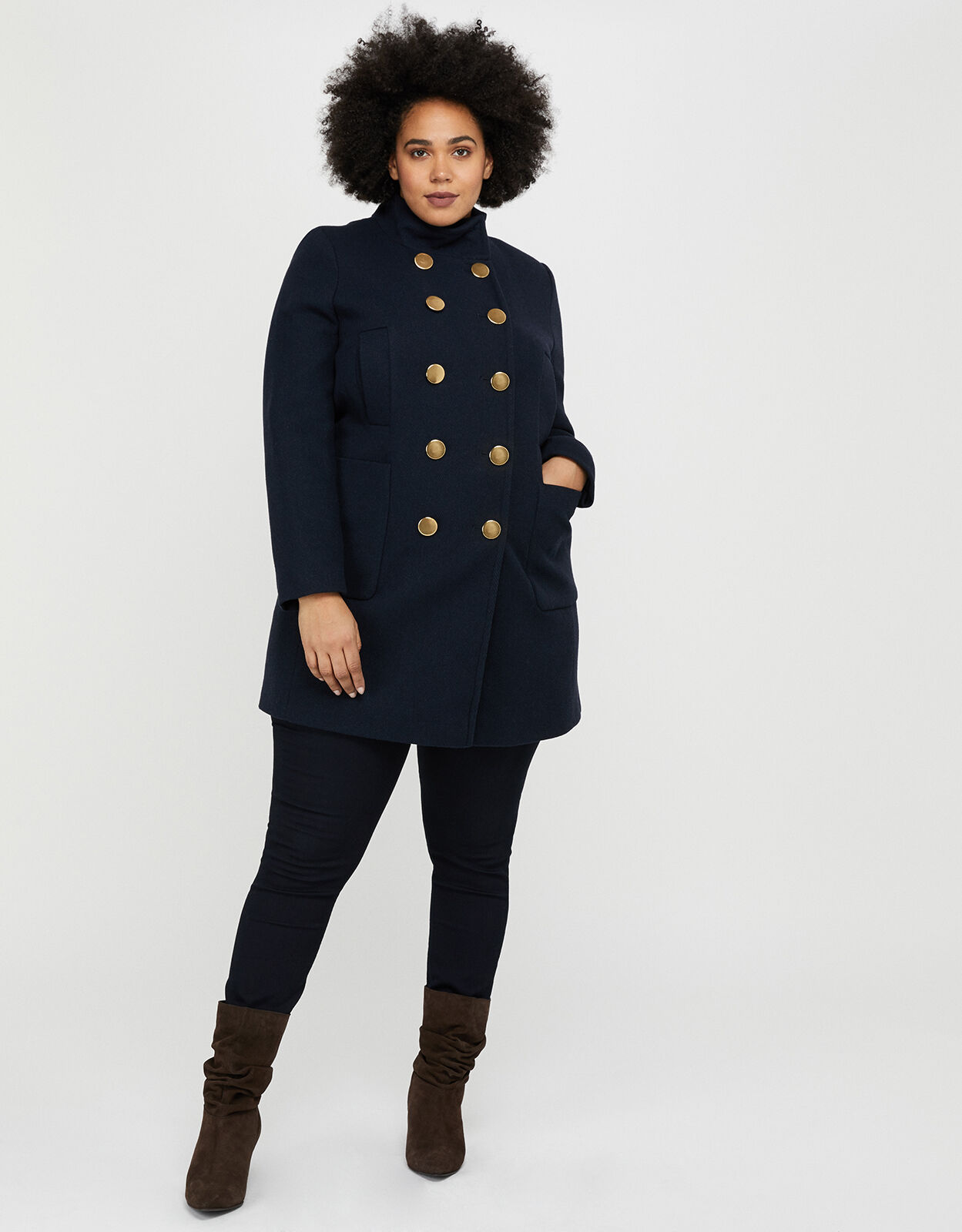 Louis Funnel Neck Coat Blue