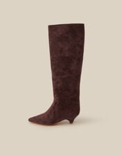 Isha Faux Suede Knee High Heeled Boots, Brown (CHOCOLATE), large