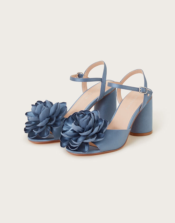Petal Corsage Satin Heel Sandals Blue Occasion Shoes Monsoon UK.