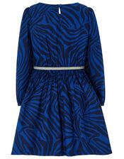 Christie Zebra Dress, Blue (BLUE), large