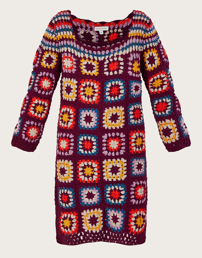 Hand Crochet Patchwork Dress, Multi (MULTI), large