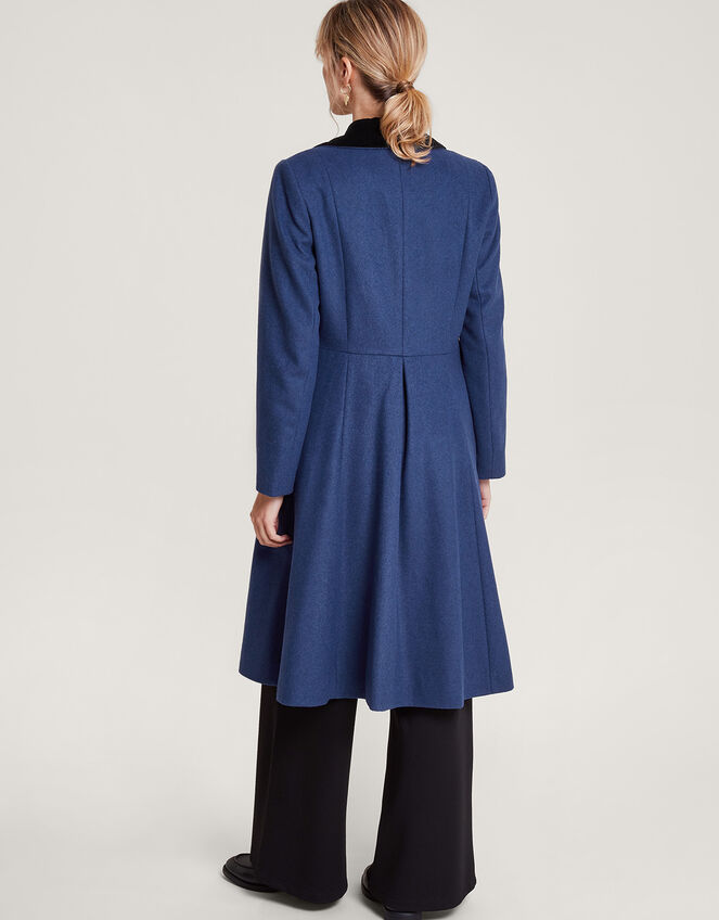 Opal Opera Coat in Wool Blend, Blue (BLUE), large