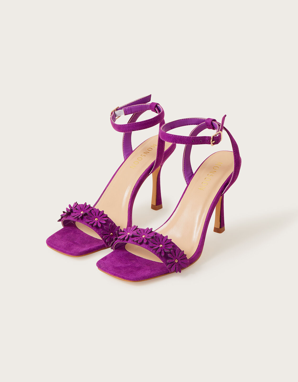 Purple flower heels sale