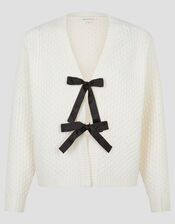 Tina Bow Tie Cardigan, Ivory (IVORY), large