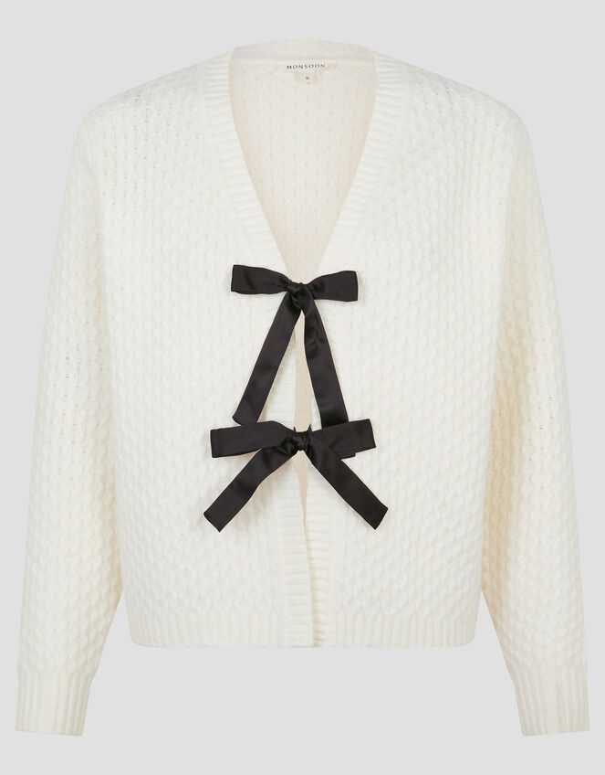 Tina Bow Tie Cardigan, Ivory (IVORY), large