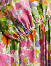 Bright Floral Printed Dress, Green (GREEN), large
