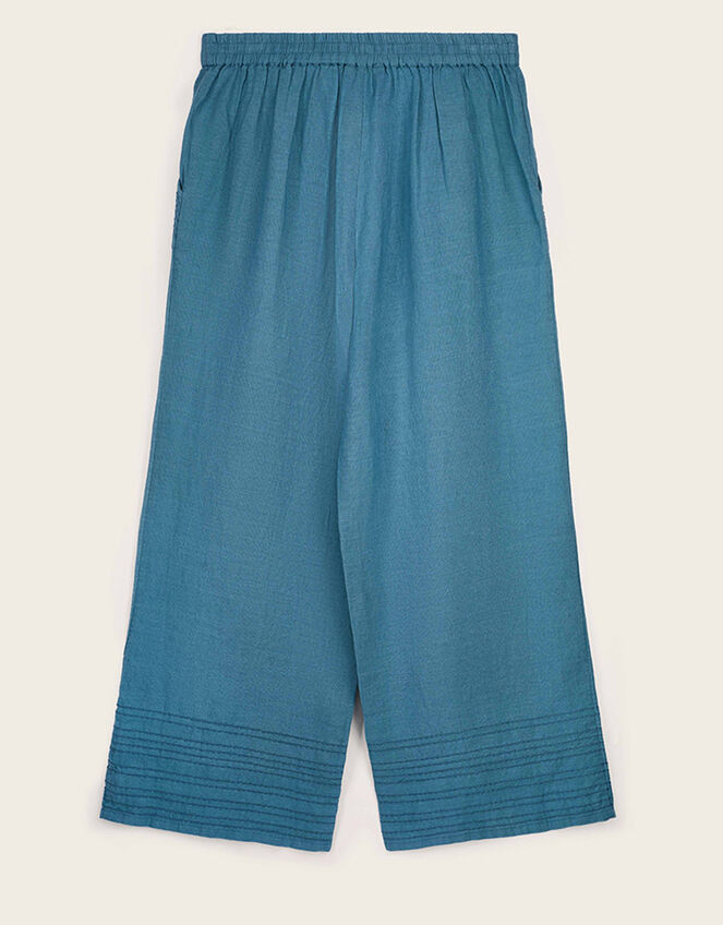 East Hetta Linen Tonal Embroidery Trousers, Blue (BLUE), large