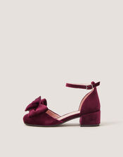 Bow Velvet Two Part Heels, Red (BURGUNDY), large