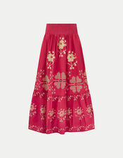 East Diya Embroidered Maxi Skirt, Pink (PINK), large