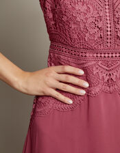 Monica Lace Midi Bridesmaid Dress, DARK PINK, large