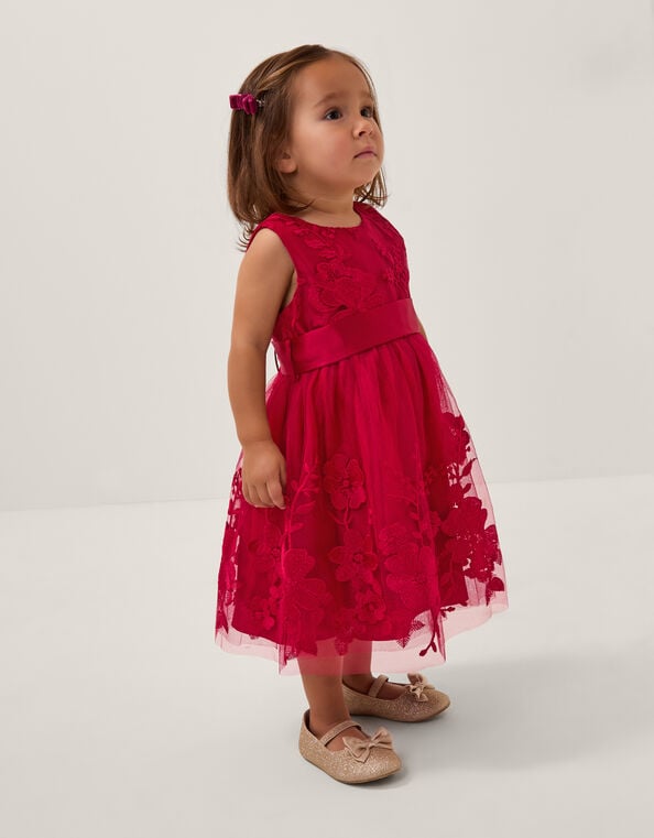 Baby Alicia Embroidered Lace Dress, Red (RED), large