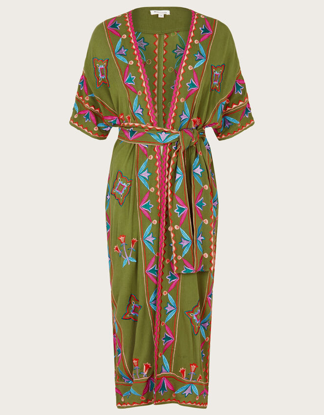 Embroidered Kimono in LENZING™ ECOVERO™, Green (GREEN), large