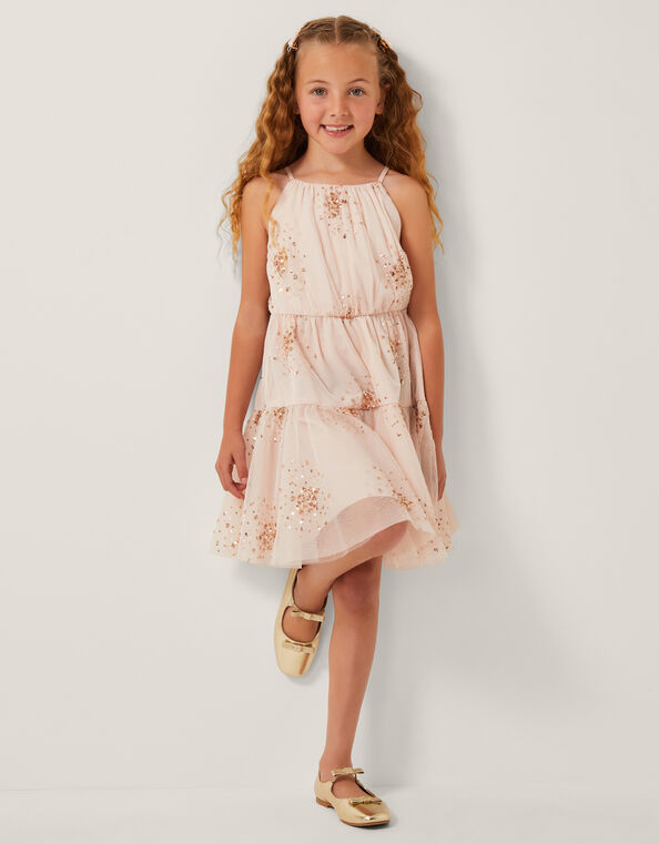Tilly Sequin Tiered Party Dress, Pink (PINK), large