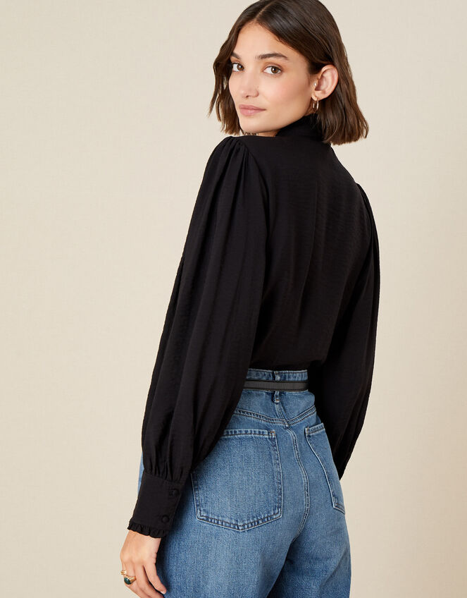 Victoriana Lace Trim Blouse, Black (BLACK), large