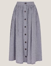 Bea Gingham Button Midi Skirt, Blue (NAVY), large