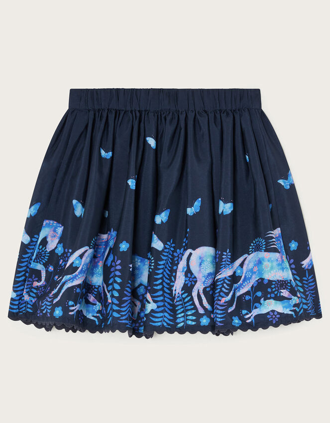 Horse Print Skirt, Blue (NAVY), large