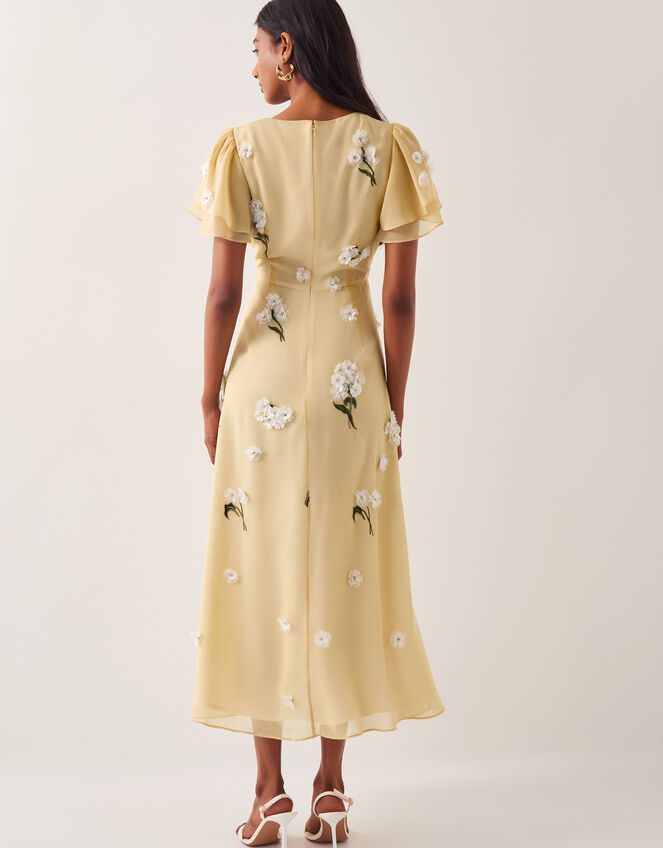 Delilah Appliqué Floral Midi Dress, Yellow (YELLOW), large