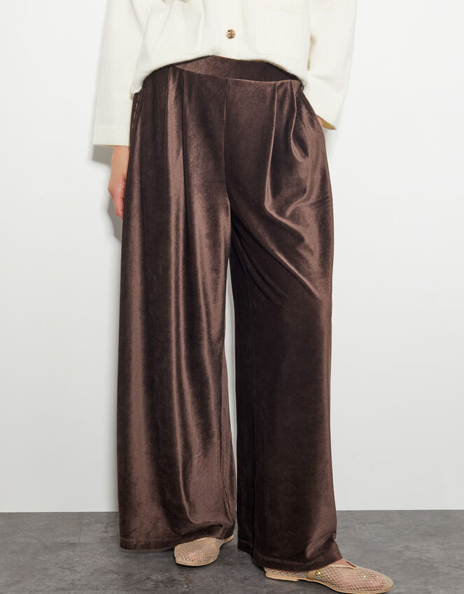 Shay Rib Wide Leg Trousers, Brown (CHOCOLATE), large