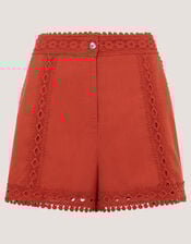 Irina Lace Trim Shorts, Orange (RUST), large